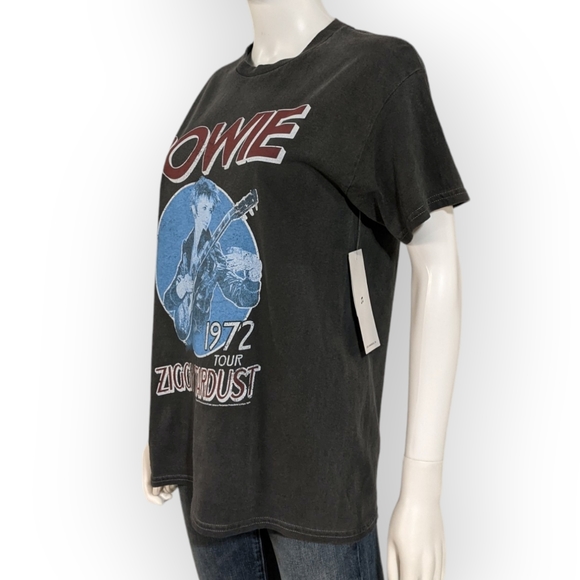 The Vinyl Icons Bowie Ziggy Stardust Cotton Graphic T-Shirt in Washed Black, S - Picture 8 of 11